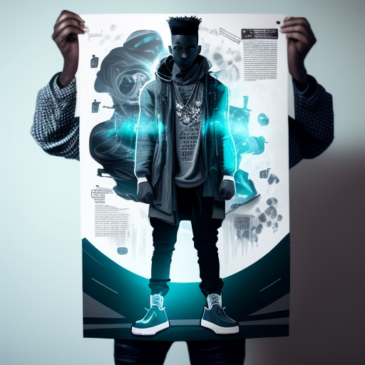 Futuristic rap god poster art