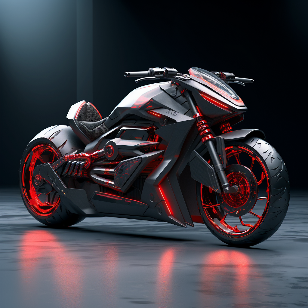 Red black custom chopper motorcycle