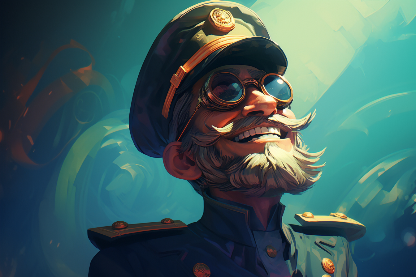 Futuristic Sailor Captain with Glasses and Mustache