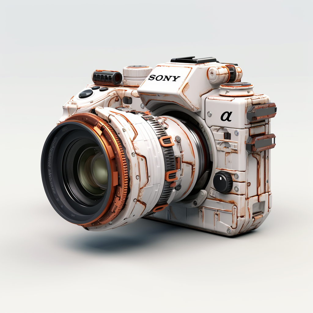 Futuristic Sony Camera on White Background