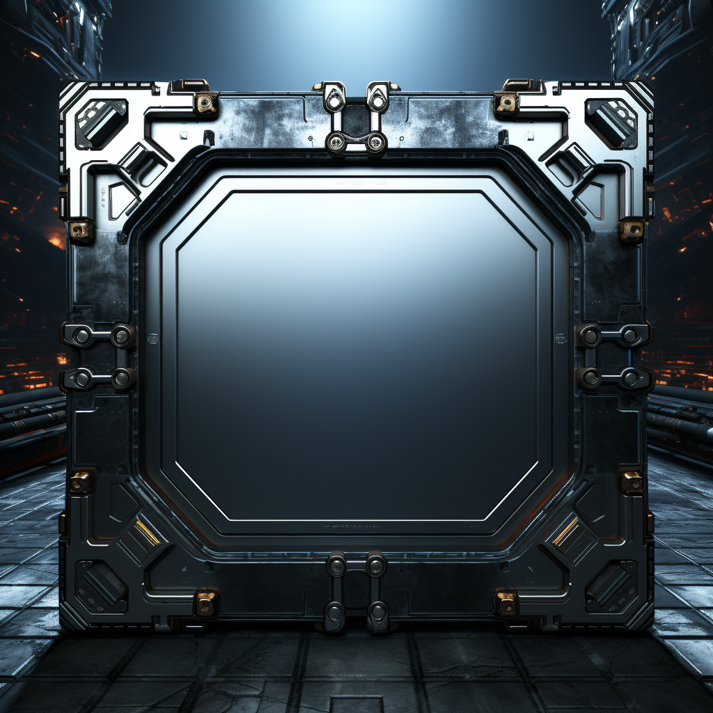 Detailed Futuristic Square Metal Plate