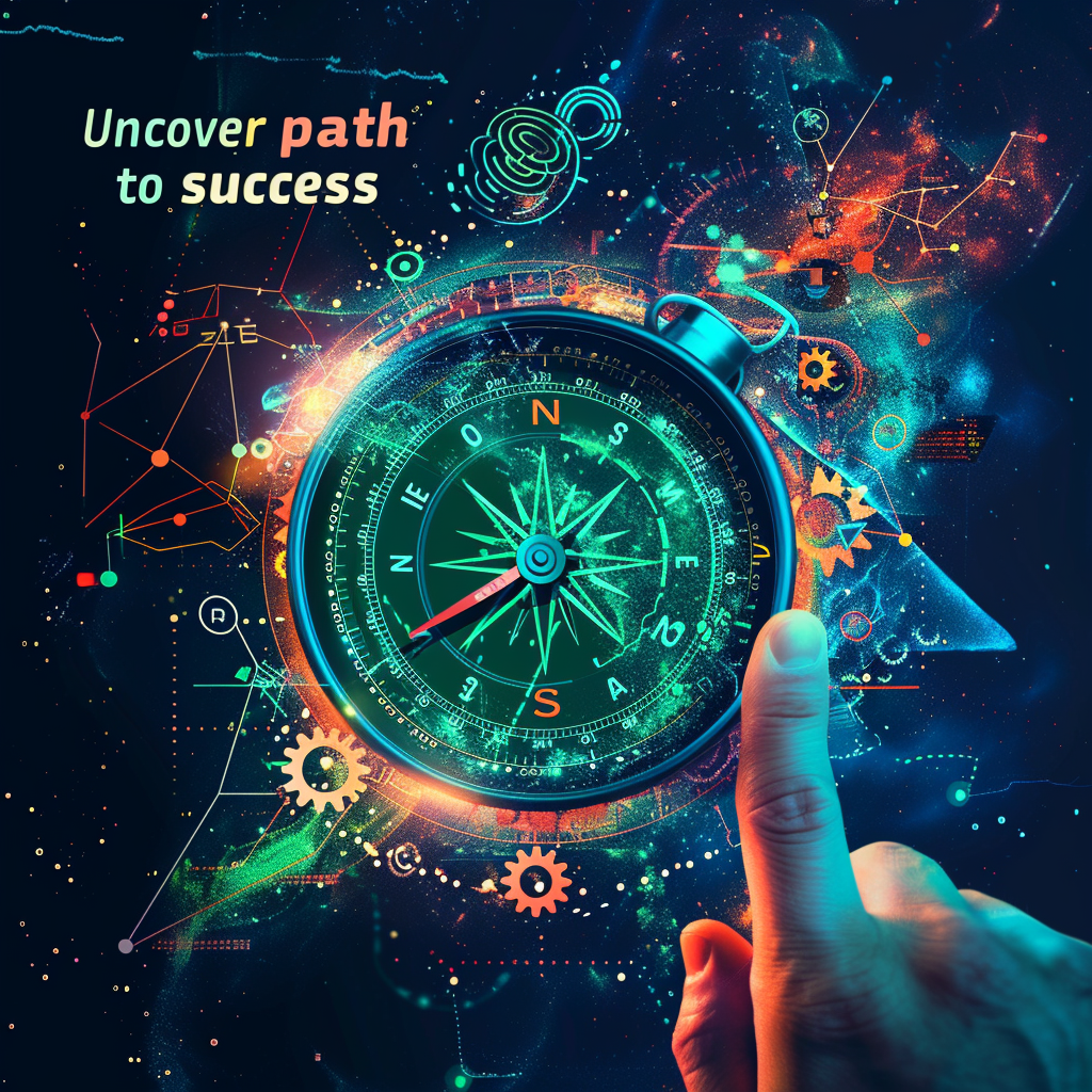 Stylized compass with vibrant colors