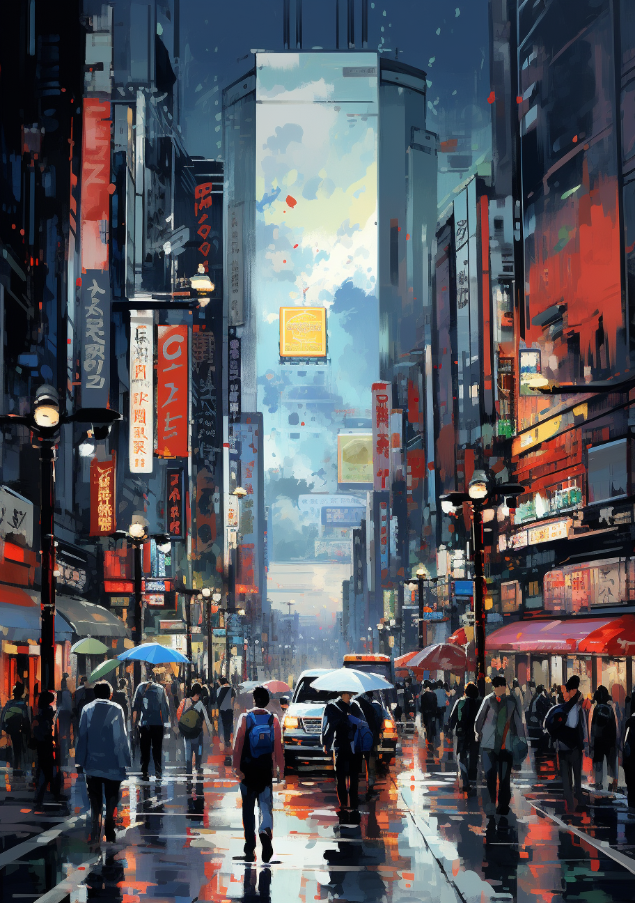 Futuristic Tokyo Street Scene Art