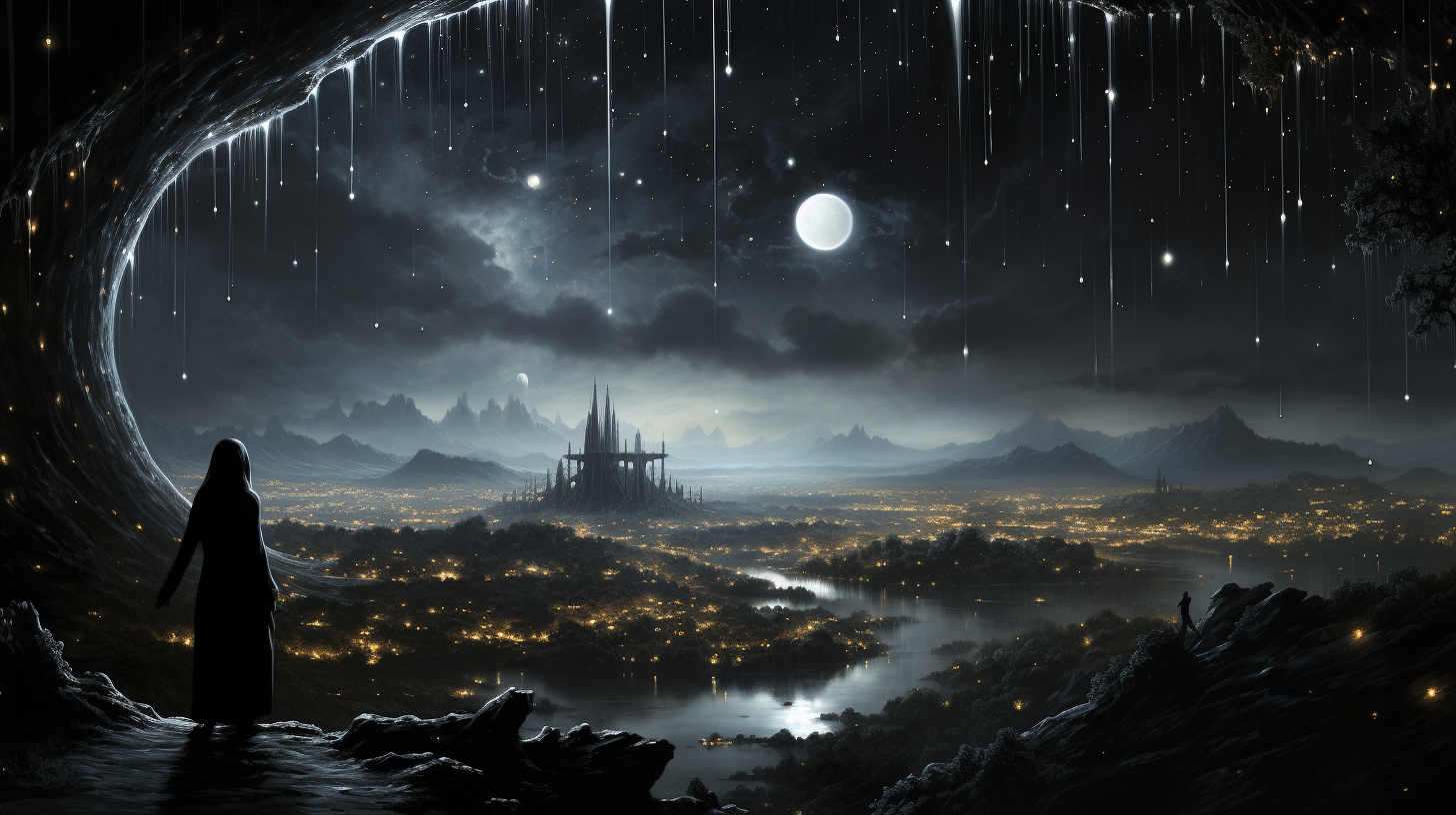 Image of a dark futuristic water landscape artwork