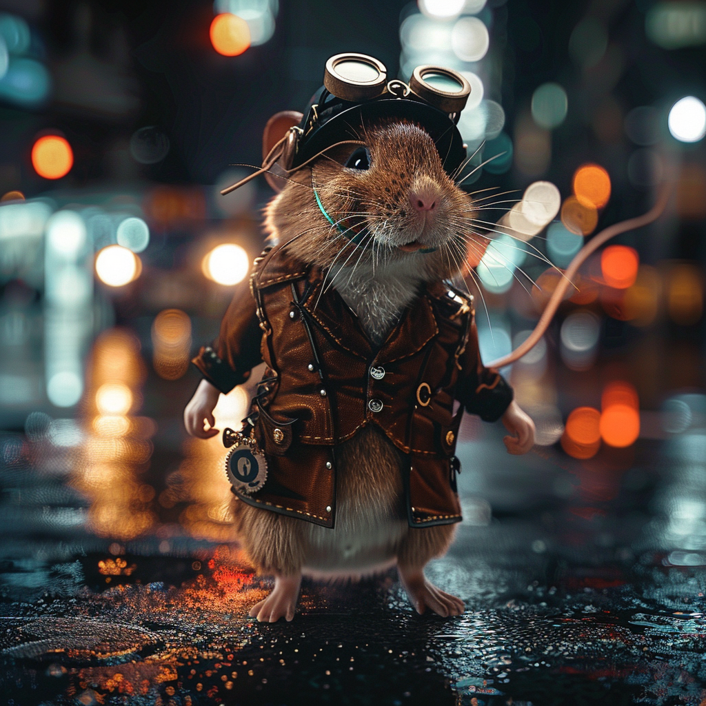 Fuzzy Vole Steampunk Outfit Night