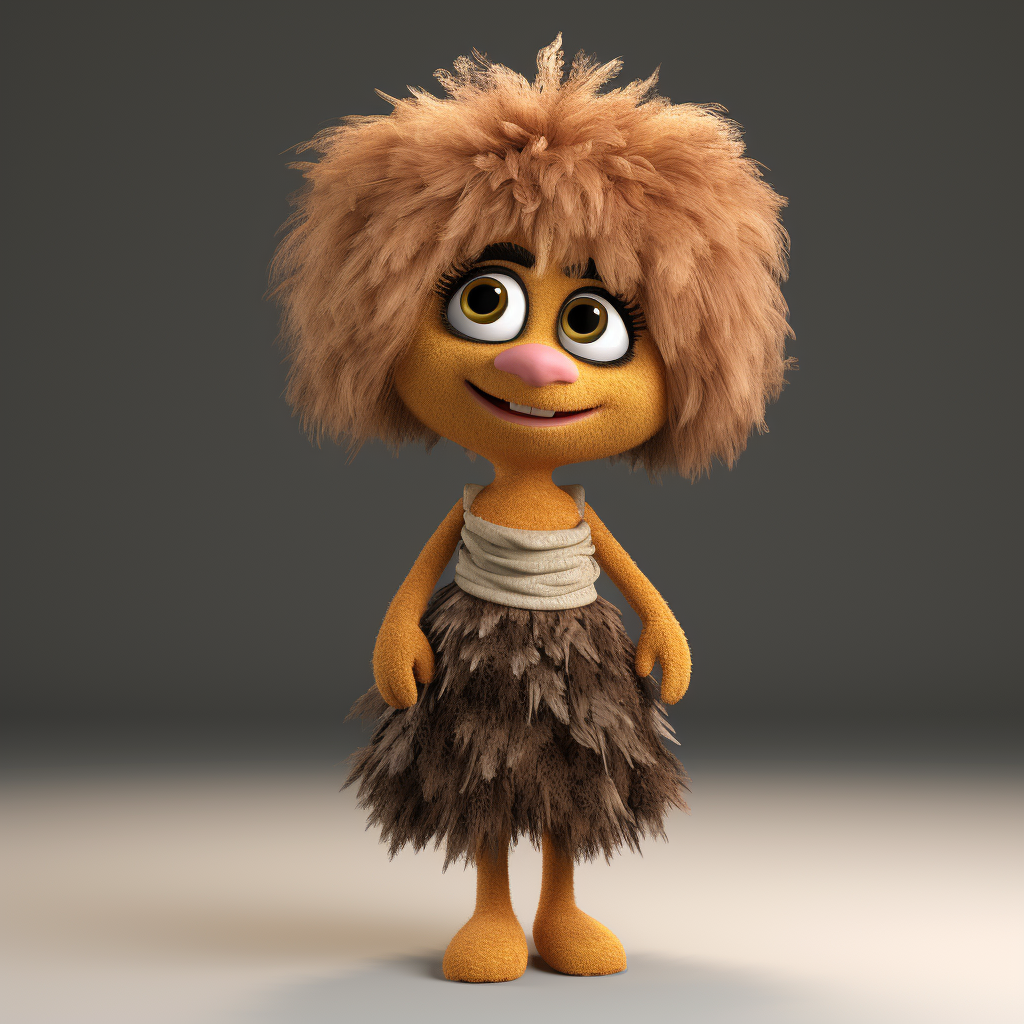 Fuzzy brown full body female muppet