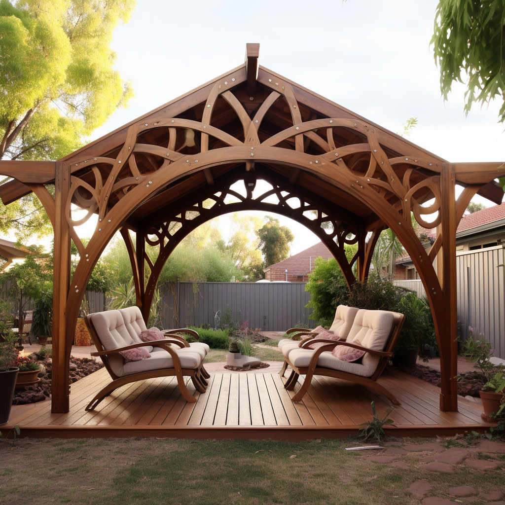 Beautiful gable pergola in garden