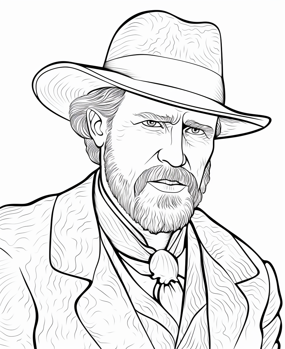 Cartoon Style Coloring Page of Dr. Paul Gachet