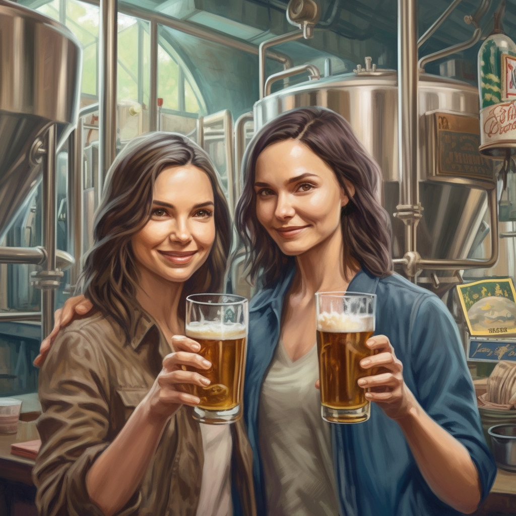 Gal Gadot Katie Holmes Microbrewery Smiling Waving