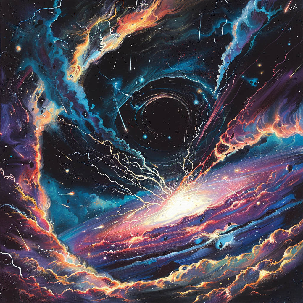 swirling colorful space storm illustration