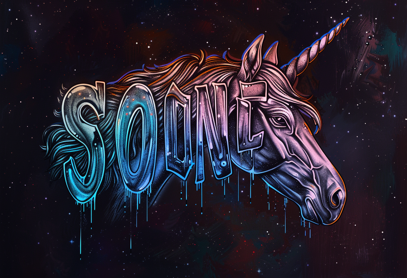 Galactic Unicorn Graffiti Illustration