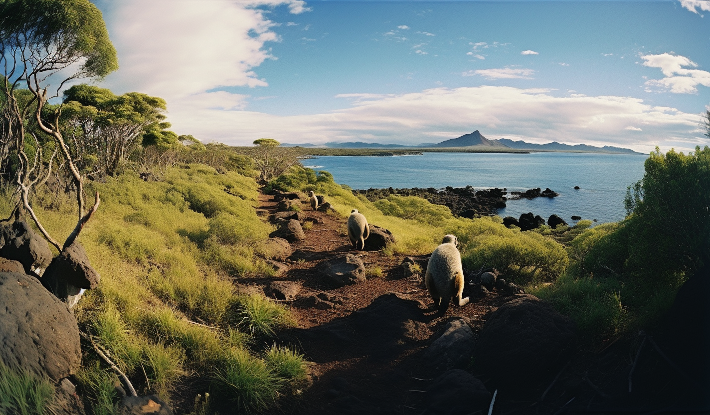 1835 Galapagos Islands landscape with diverse animals