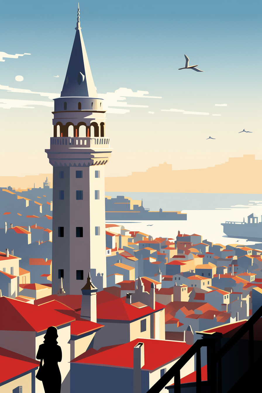 Stunning Galata Tower Istanbul Travel Poster