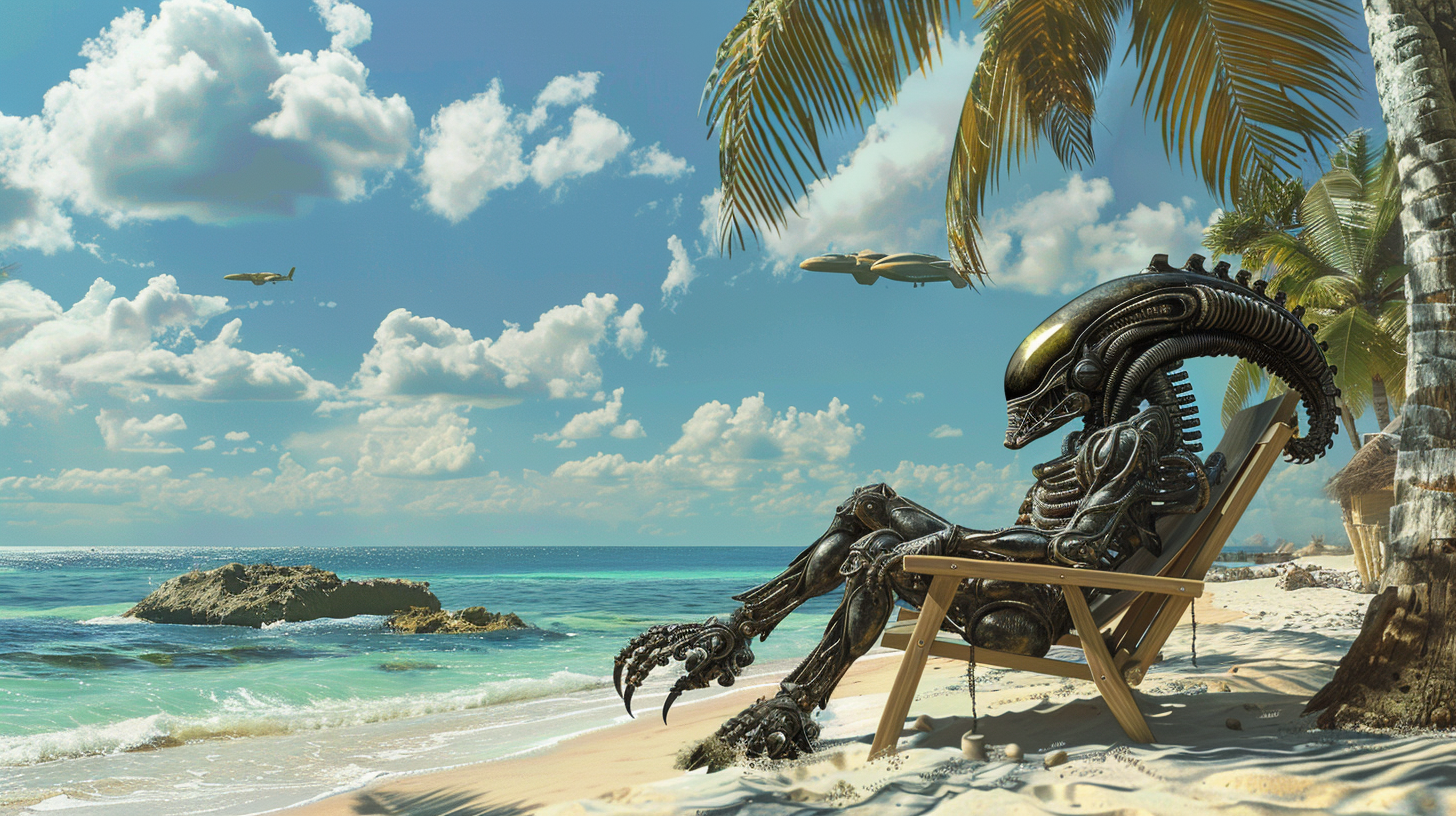 Galaxina Xenomorph Beach Aruba Illustration