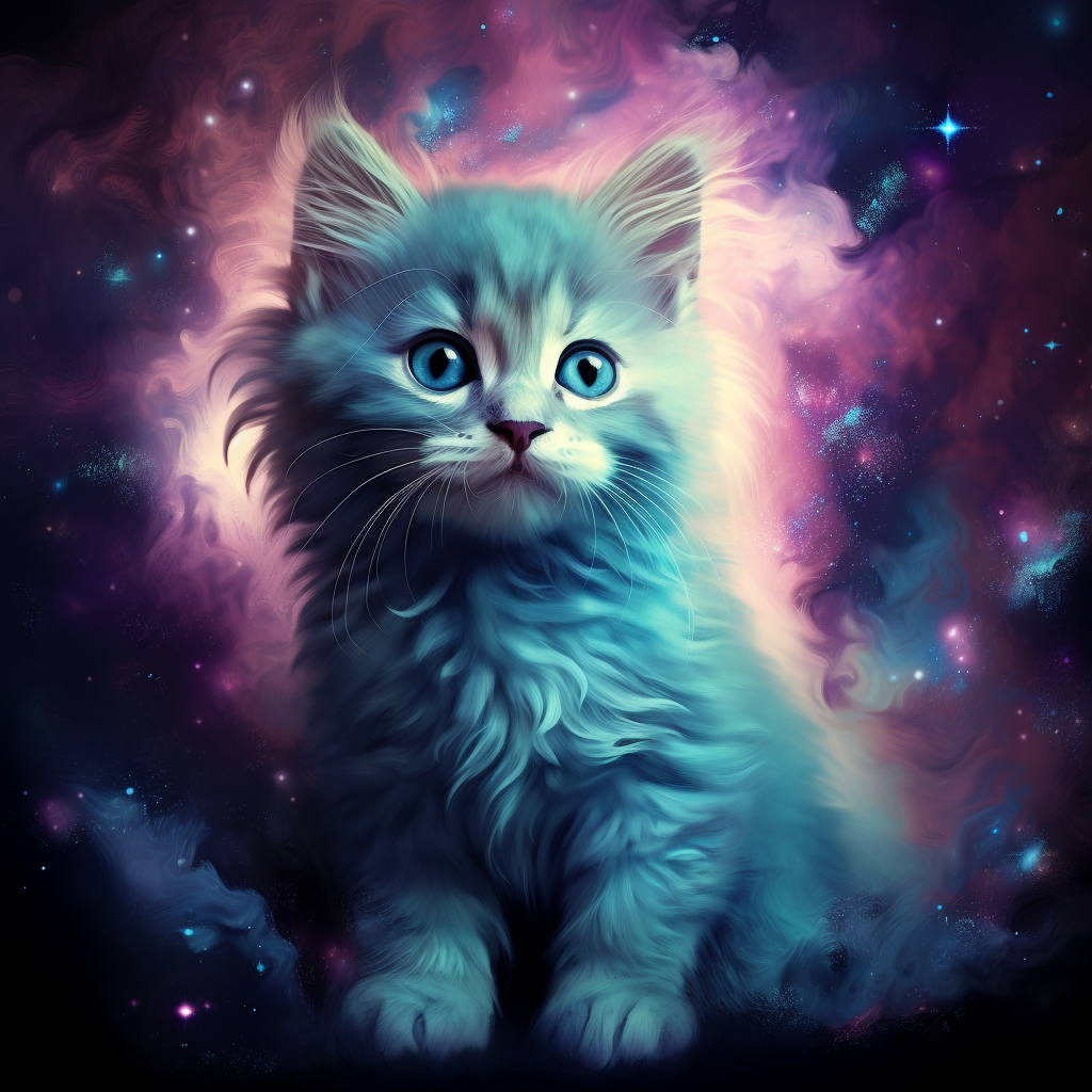 Cute kitten with galaxy fur