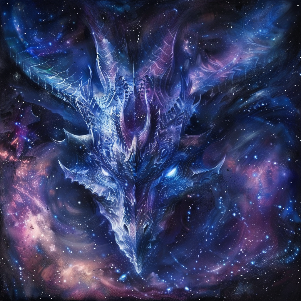 Dragon demon face in galaxy print