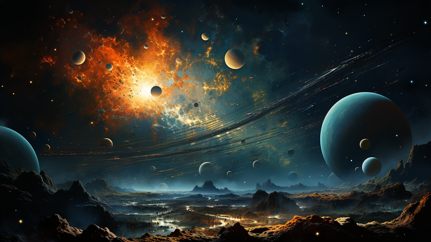 Illustration of Saturn planet surrounded by stars