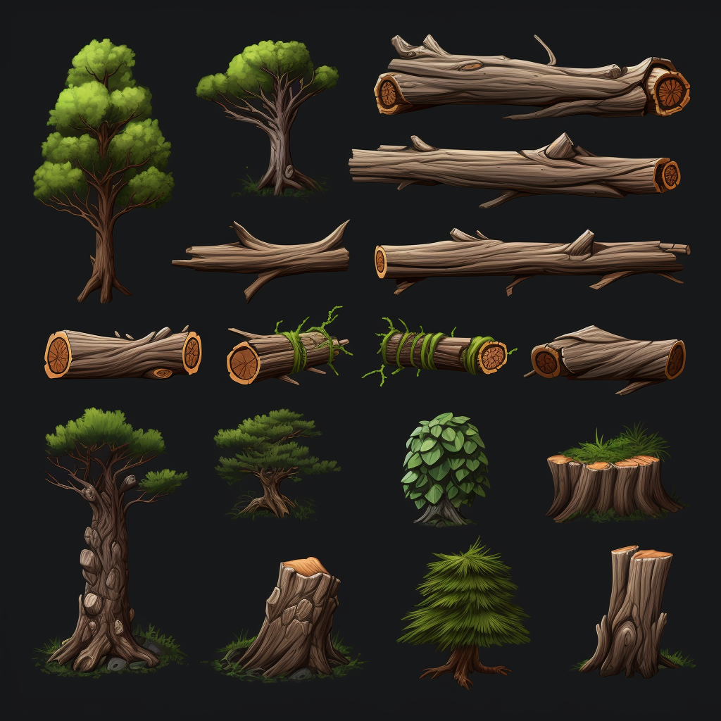 Tree logs game asset spritesheet