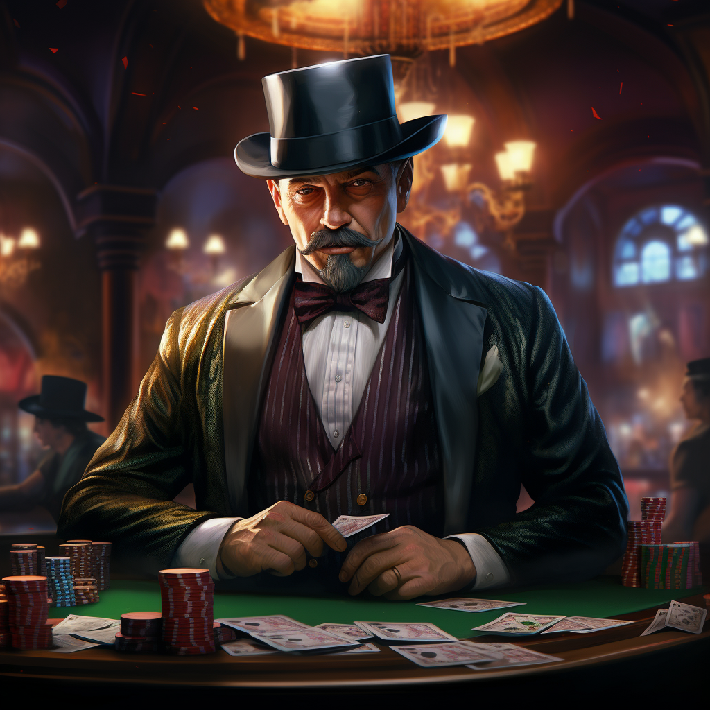 Casino dealer game character at work