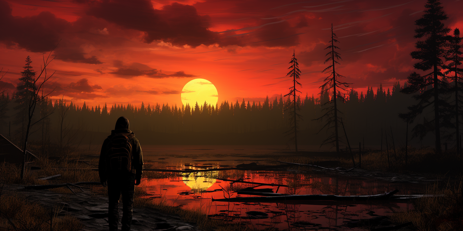 Scenic sunset in the game Dayz