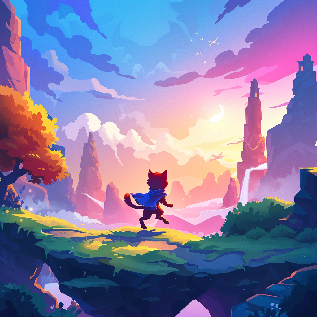 Game runner cat fantasy background