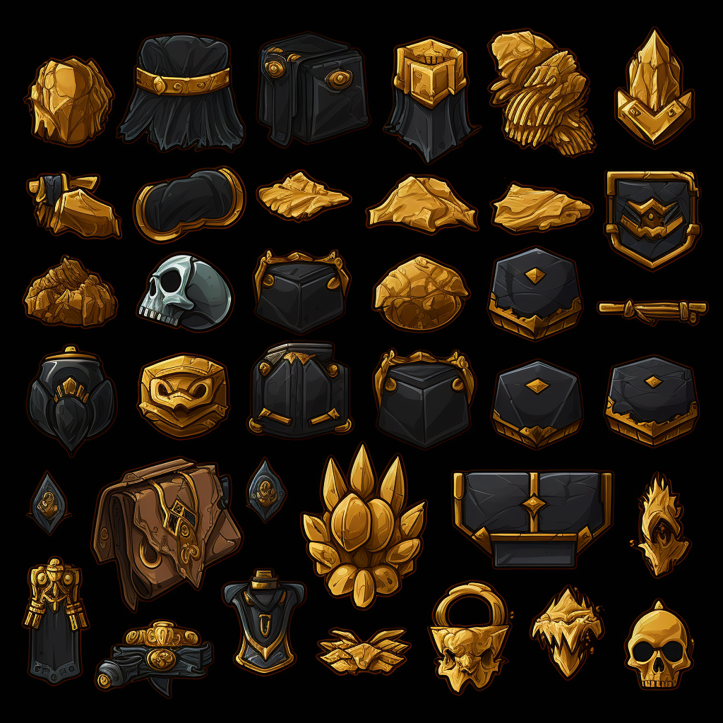 game asset spritesheet heroes gold bag black