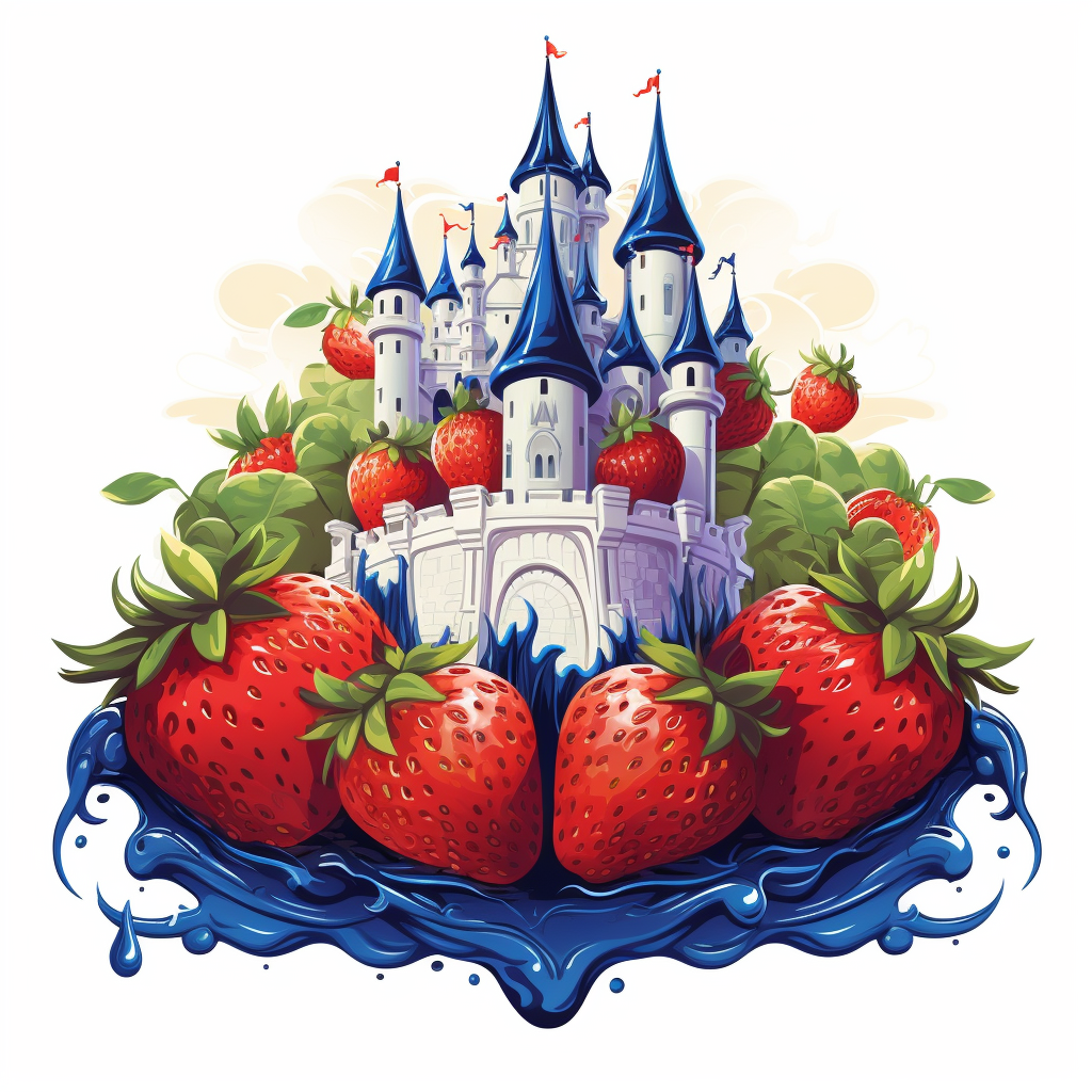 Artistic game castle with blueberries and strawberries