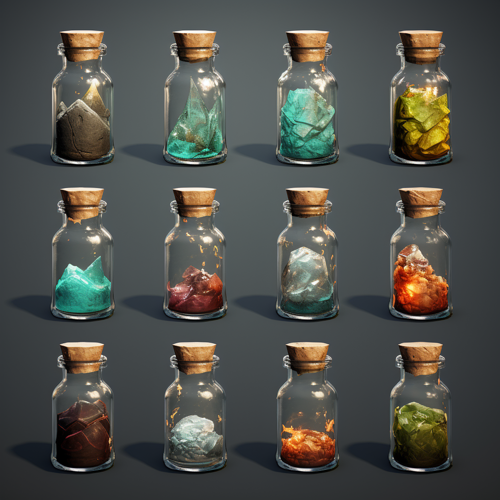 Broken glass bottle in game elements