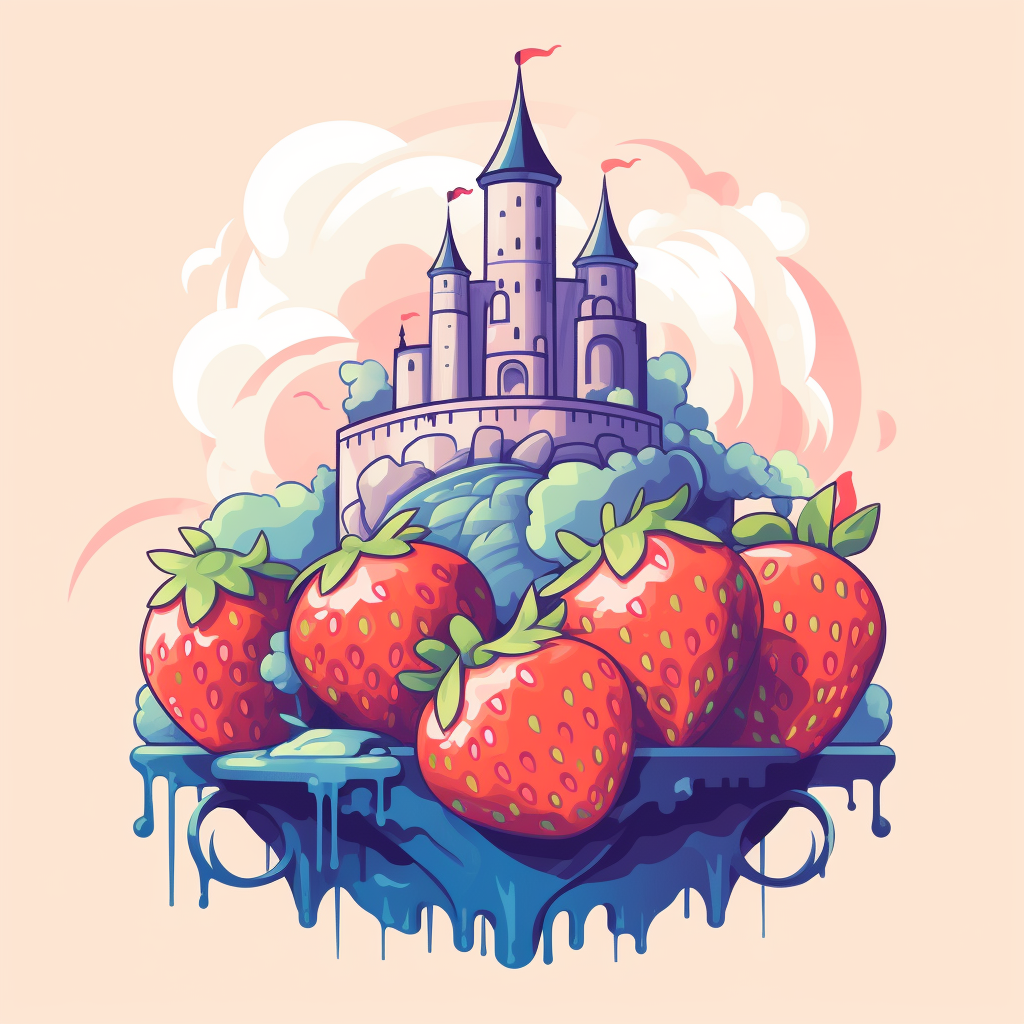 Artistic castle made from blueberries and strawberries