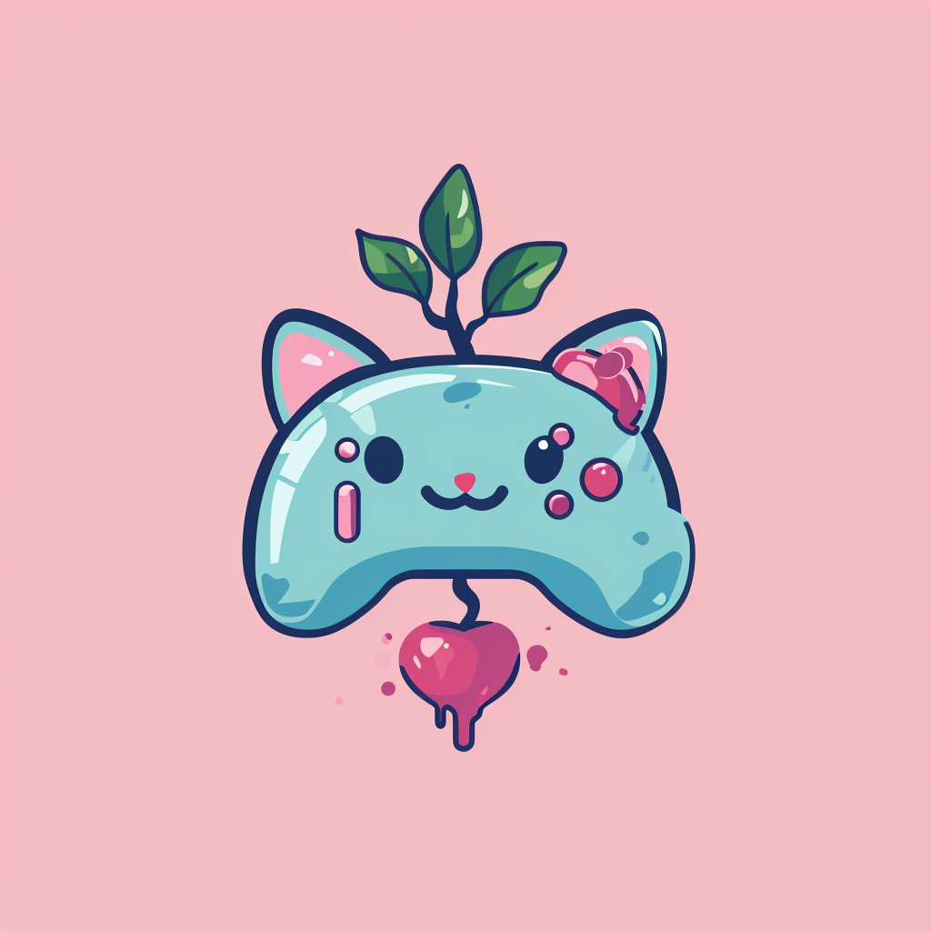 Minimalist cute logo representing gaming and biology fusion