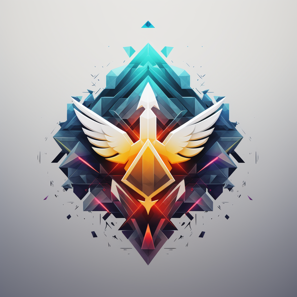 Gaming logo with pyramid, joystick, and phoenix