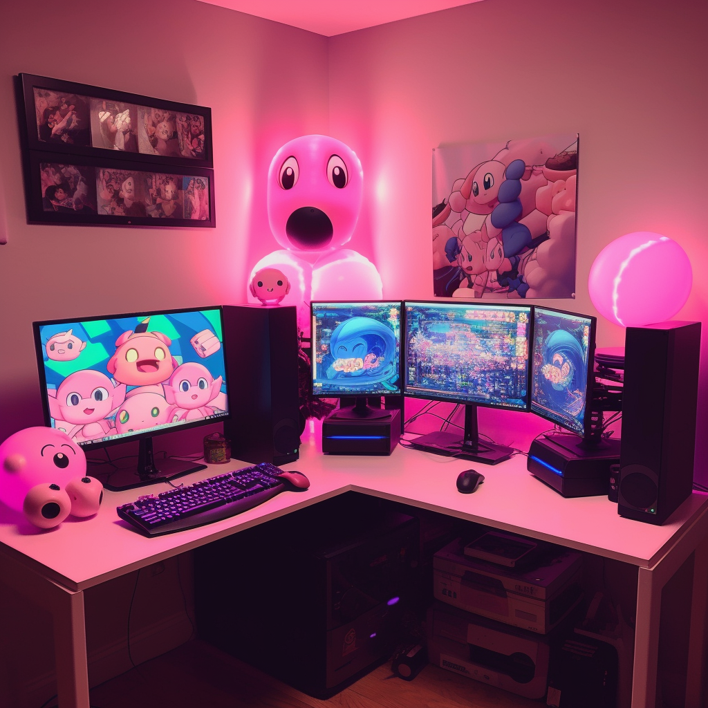 Pink theme gaming computer setup