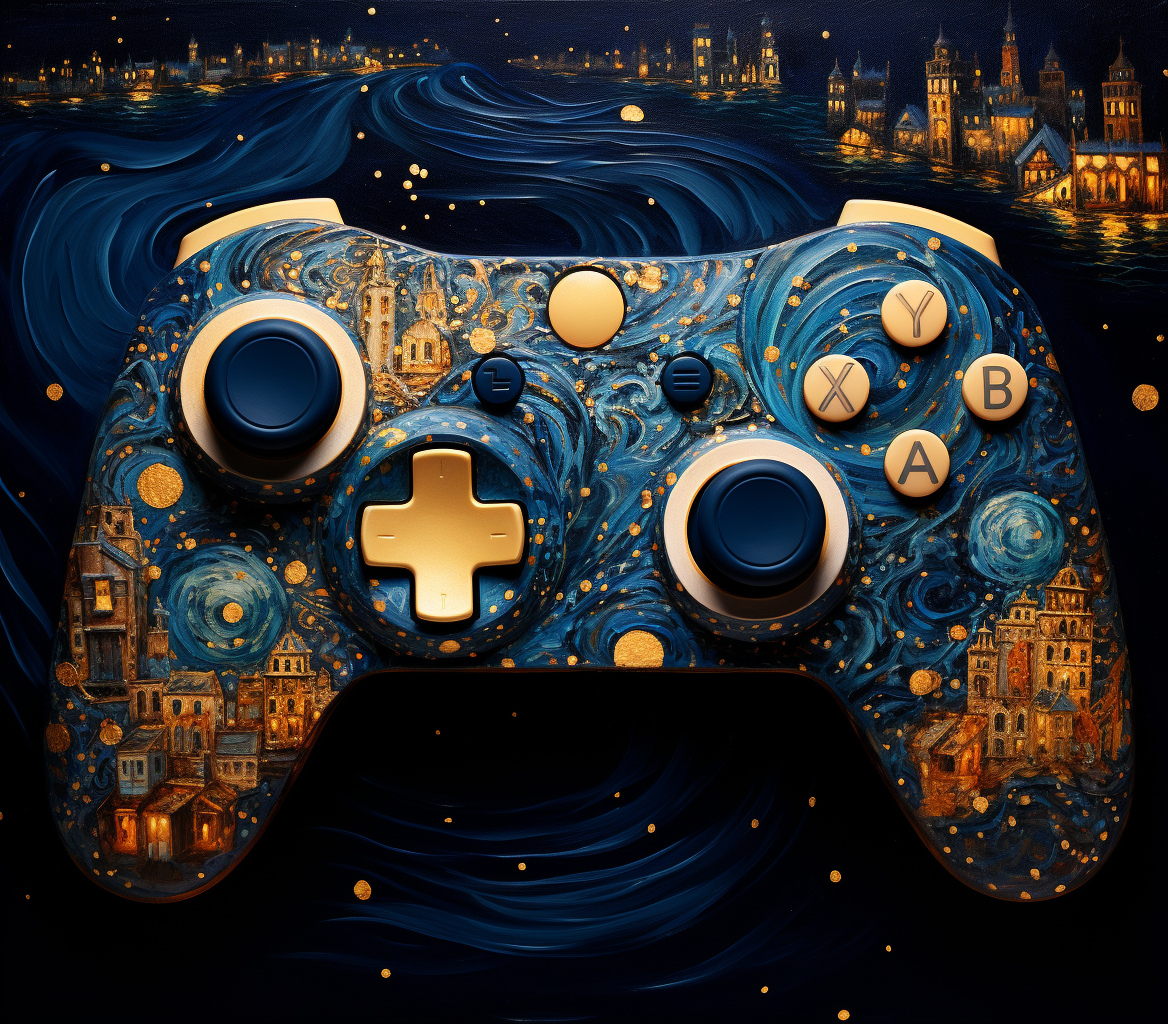 Detailed gaming controller artwork