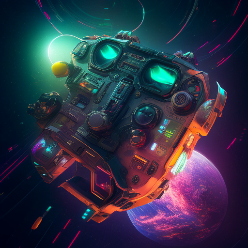 Cyberpunk gaming controller in space