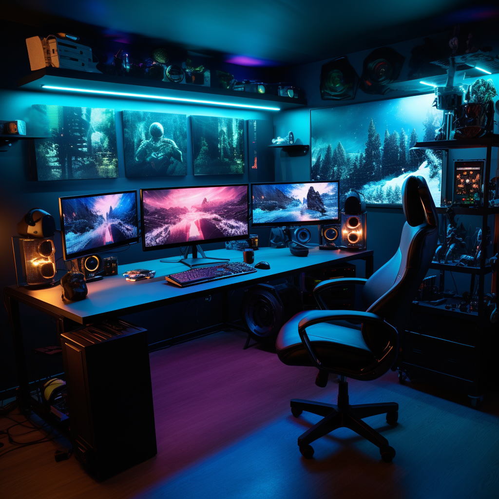 Gaming PC Setup with RGB Colors