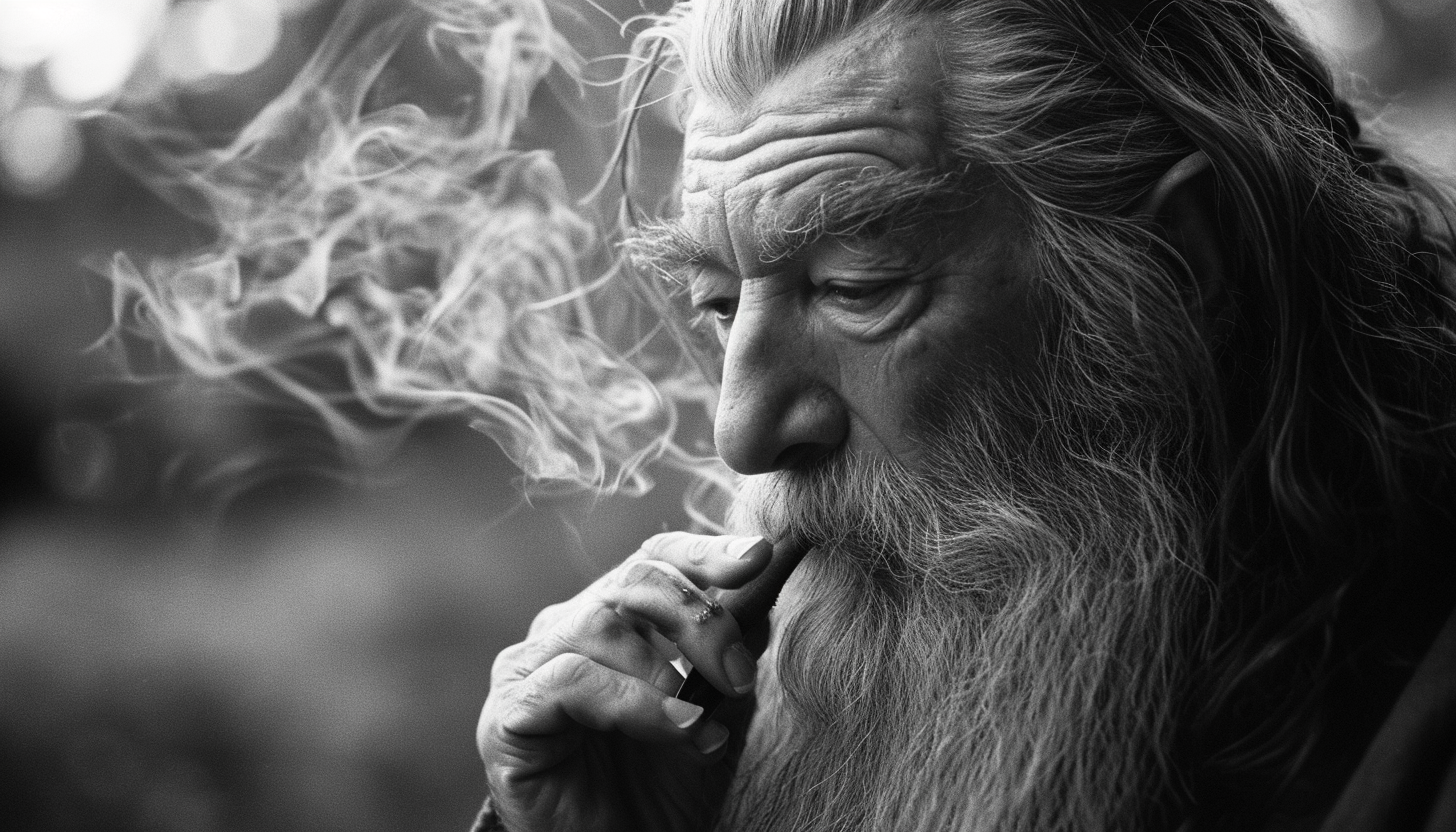 Gandalf picking his nose in portrait photography