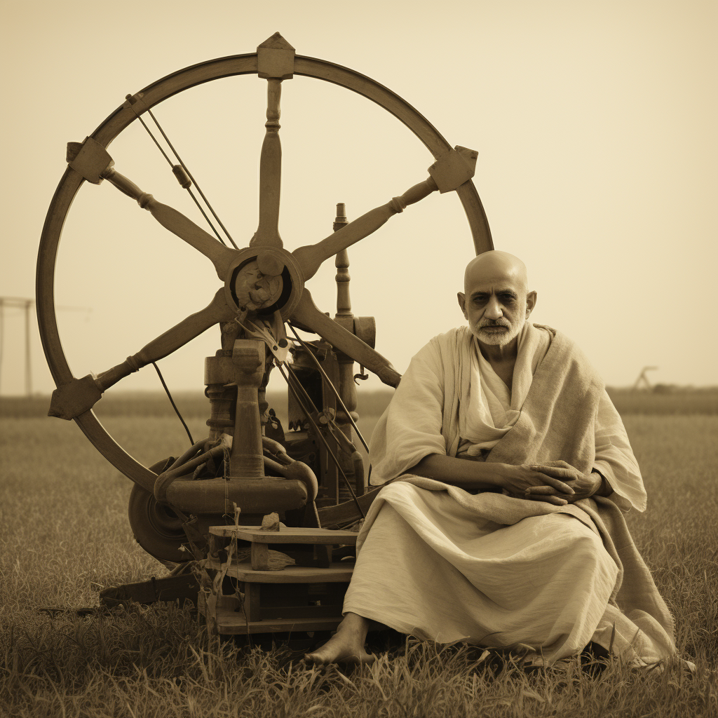 Gandhi Ji's Big Charkha in Grass Field