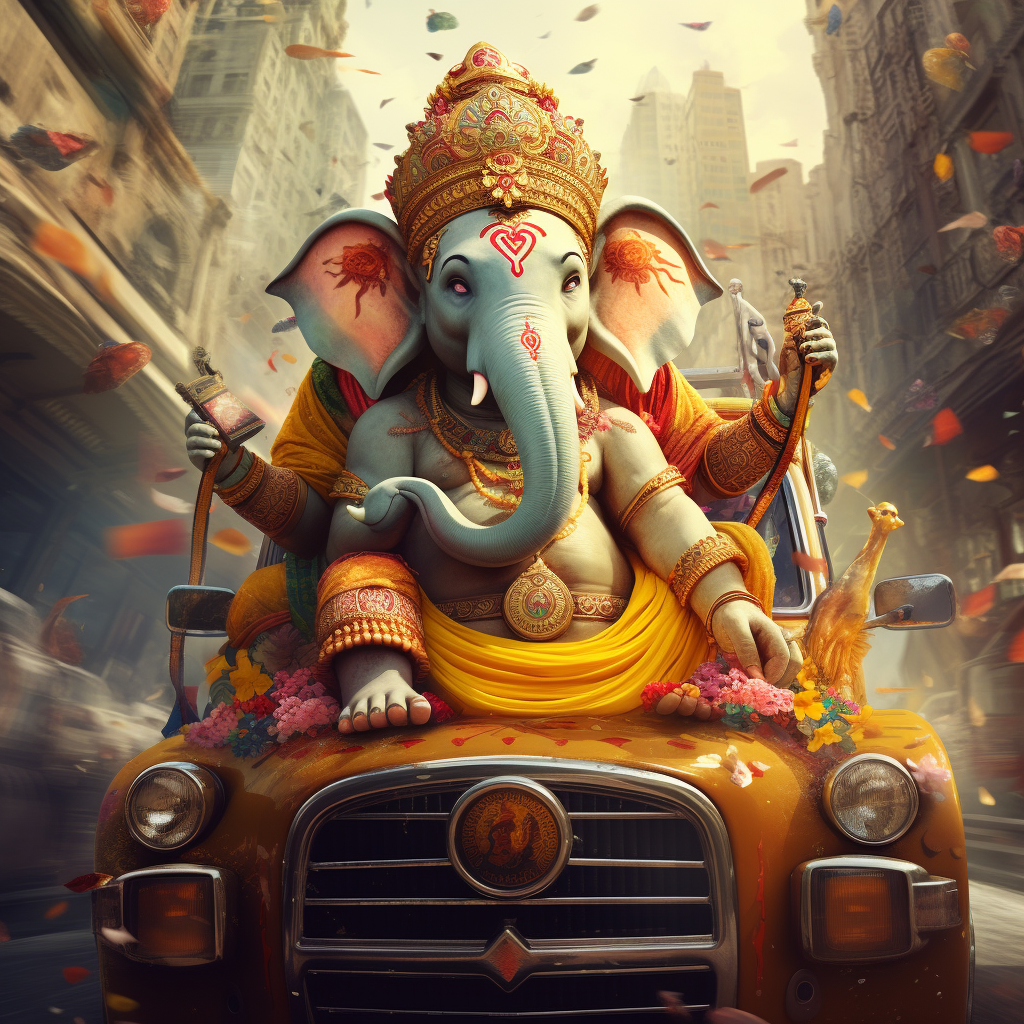 Ganesha in an automobile concept