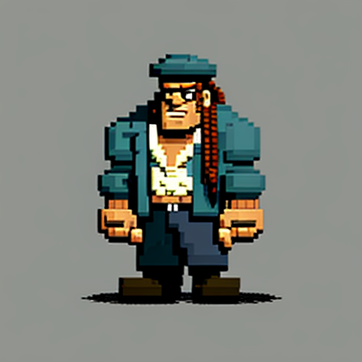 Gangsta character in pixel style art