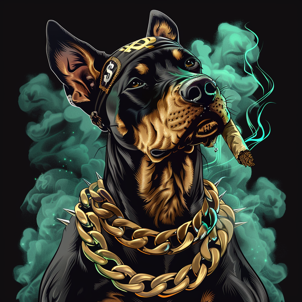 Sitting Gangsta Doberman Dog