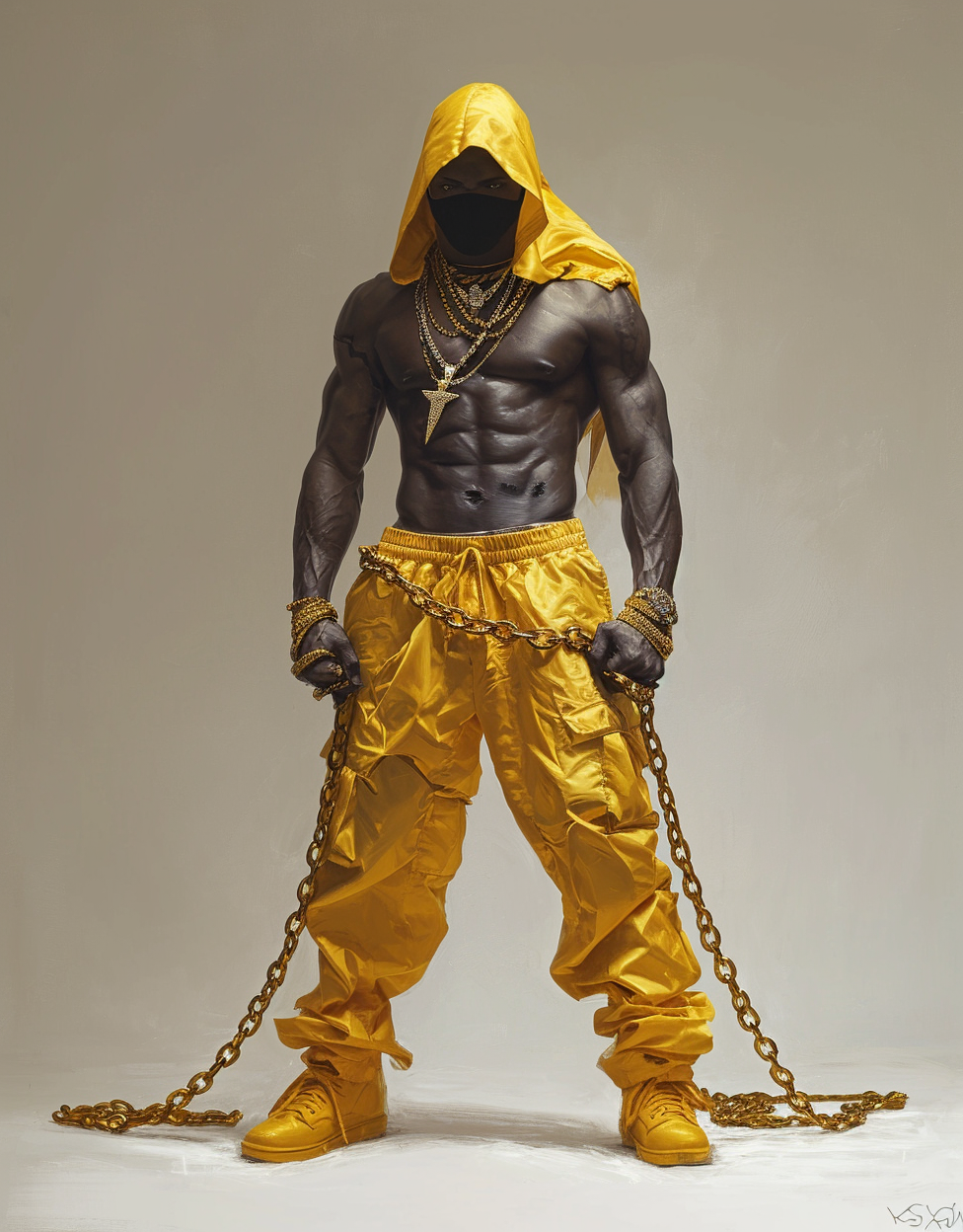 Gangsta with Golden Chains and Balaclava