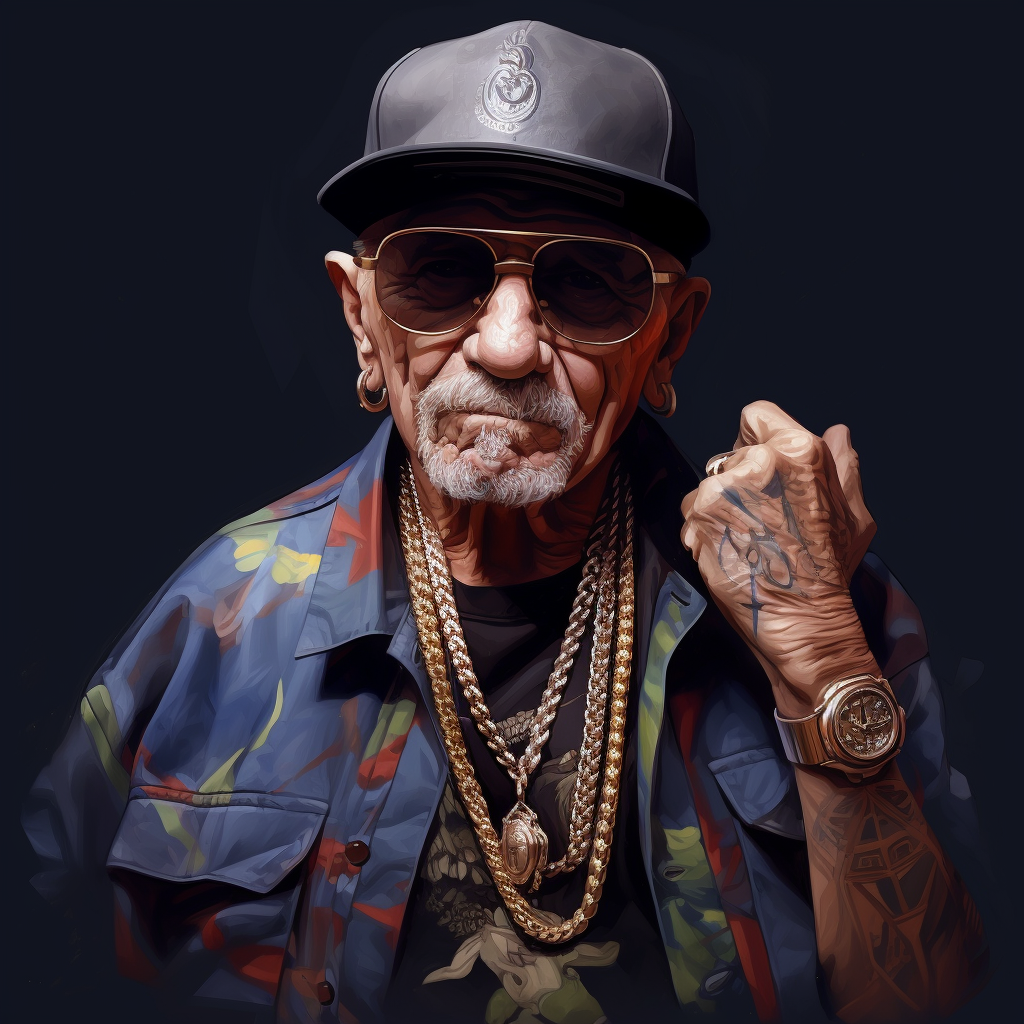 Realistic Gangsta Rapper Old American Man