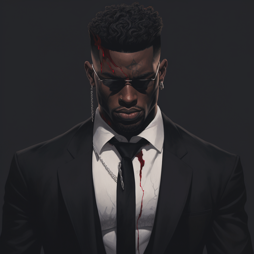 Gangster All Black Male Portrait