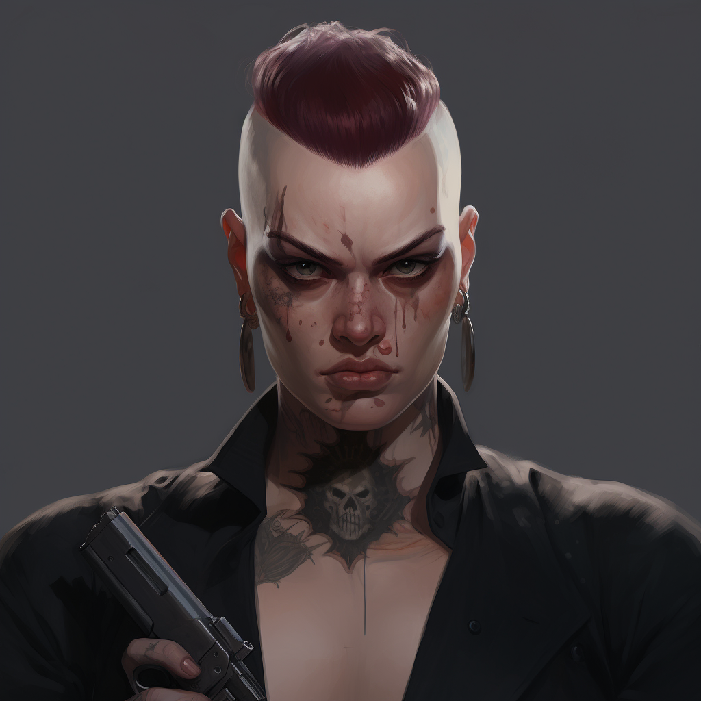 Female gangster portrait image