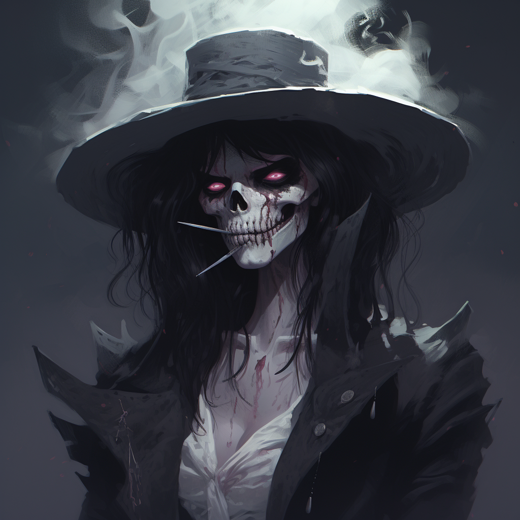 Beautiful female gangster ghost portrait