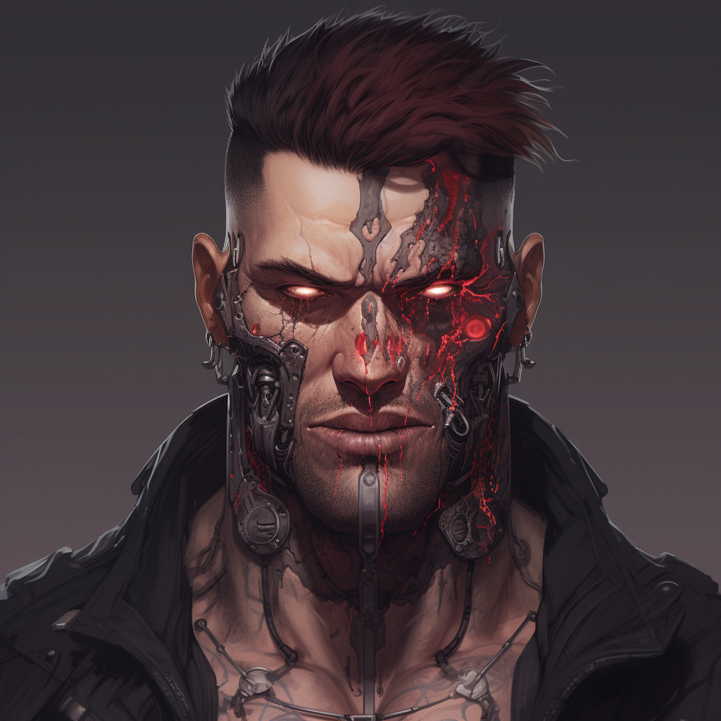 Gangster Mech Portrait Stitches Male