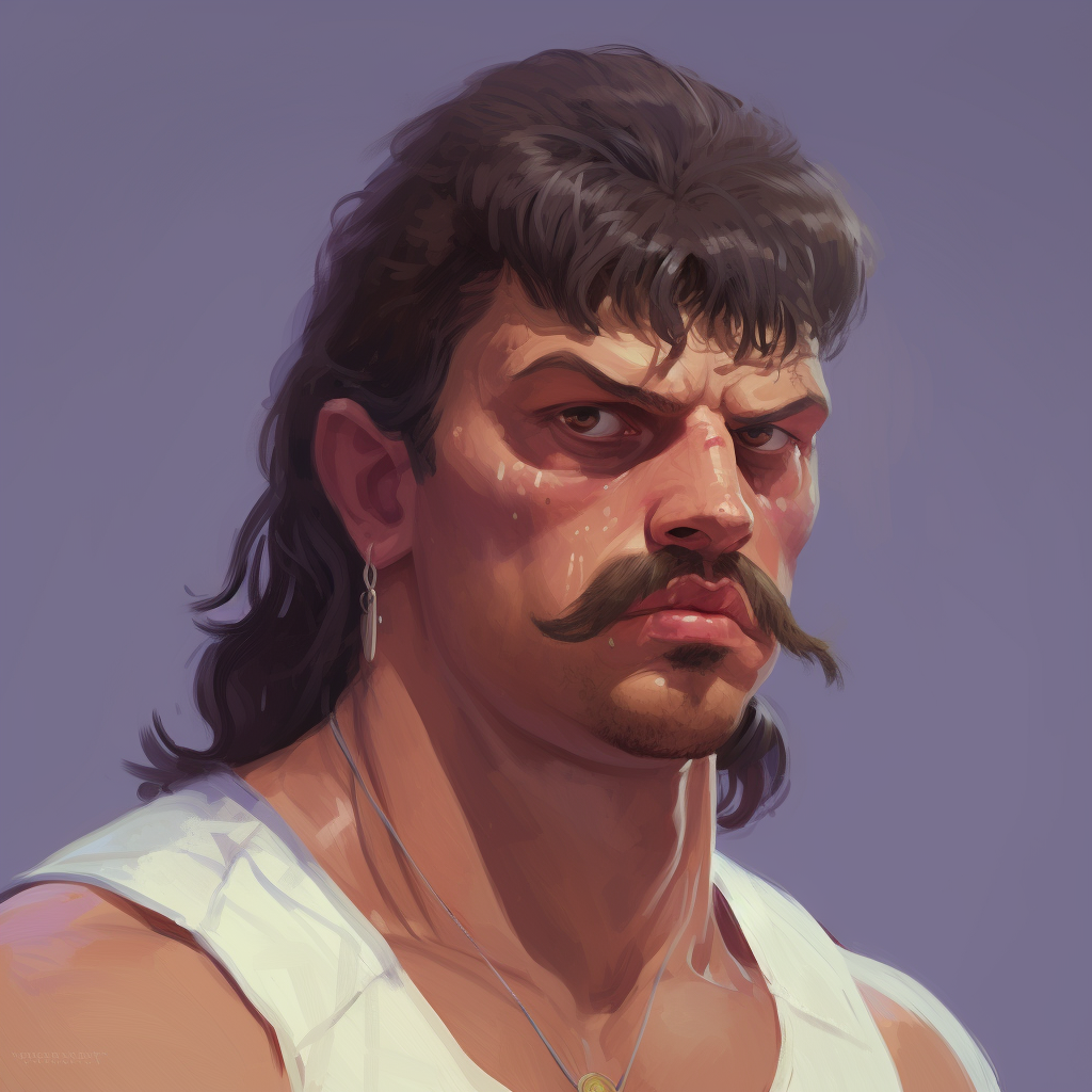 Gangster Mullet Male Portrait Photo