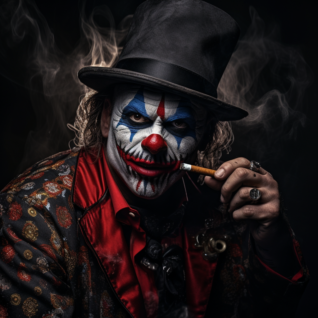 Gangster Clown Smoking a Cigar