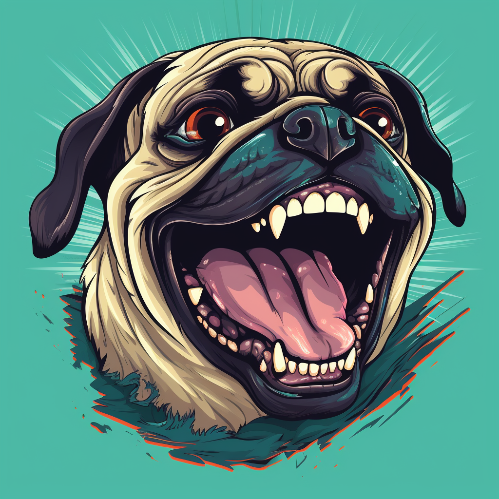 Fierce Ganster Pug with Bared Teeth