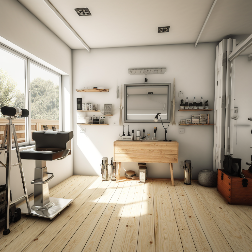 Hyperrealistic Garage Barber Shop Studio